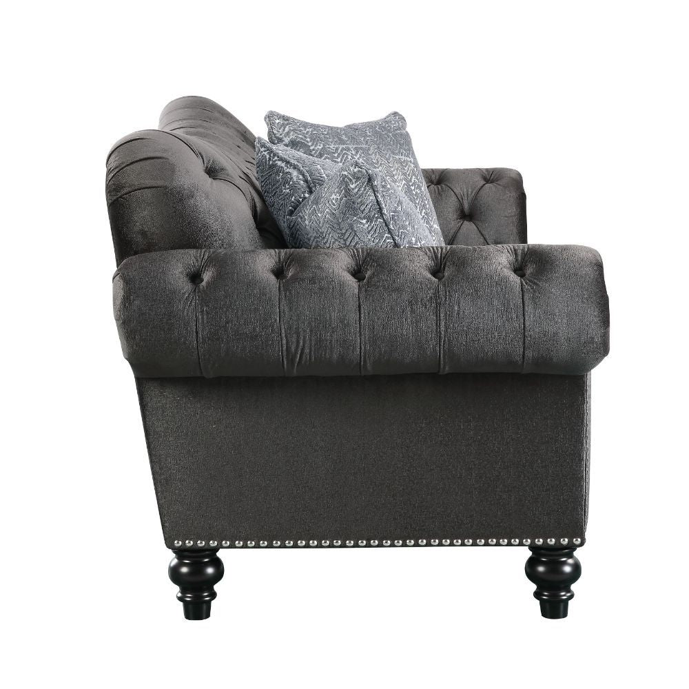 ACME Gaura - Loveseat - Dark Gray Velvet | Meri Furniture