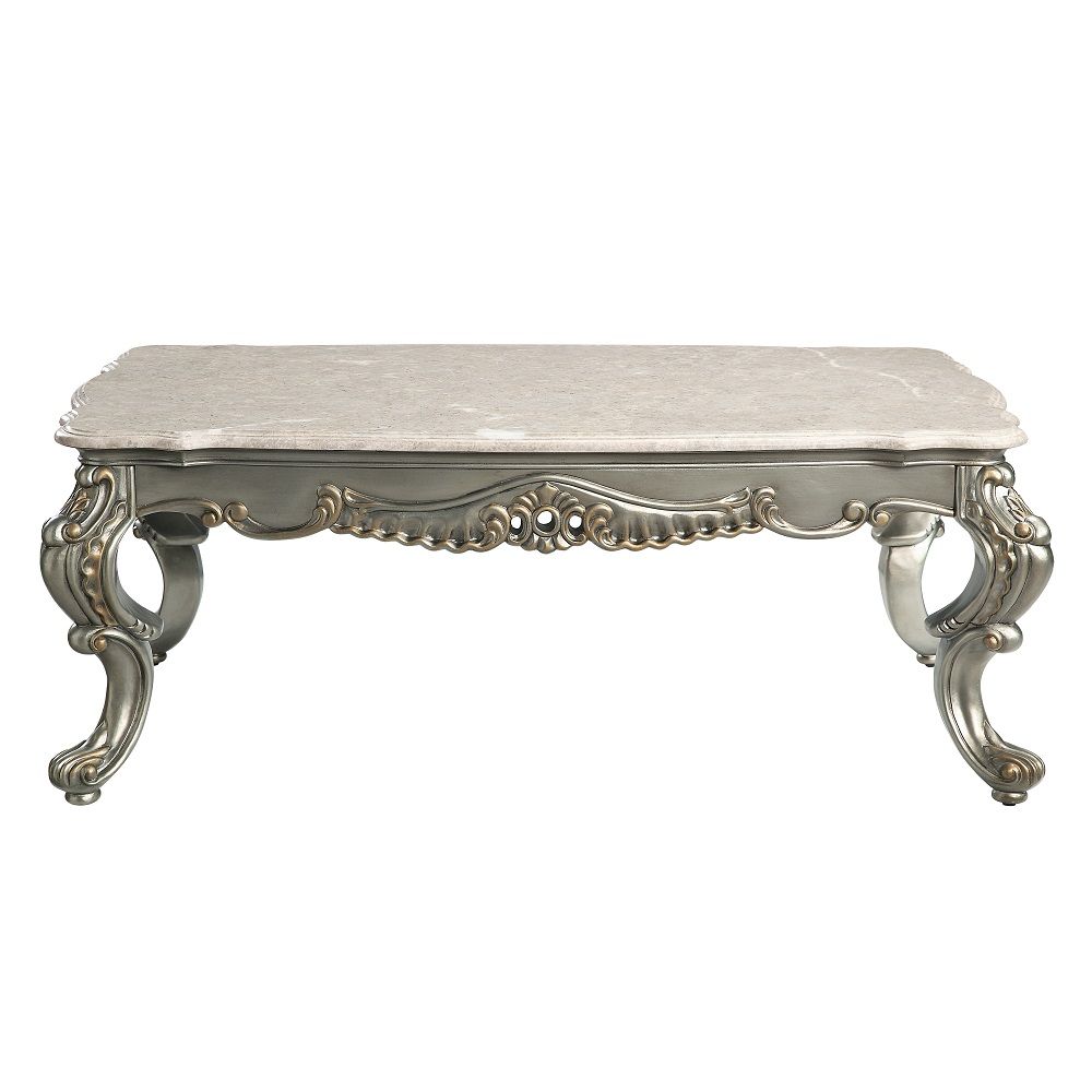 ACME Miliani - Coffee Table With Marble Top - Natural Antique Bronze | Meri Furniture