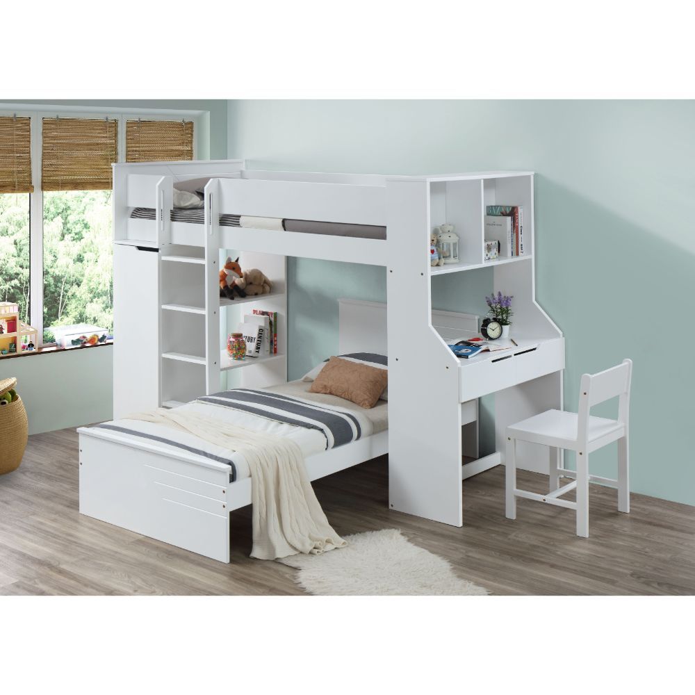 ACME Ragna - Loft Bed - White | Meri Furniture
