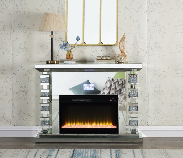 ACME Noralie - Fireplace - Mirrored - 36" | Meri Furniture
