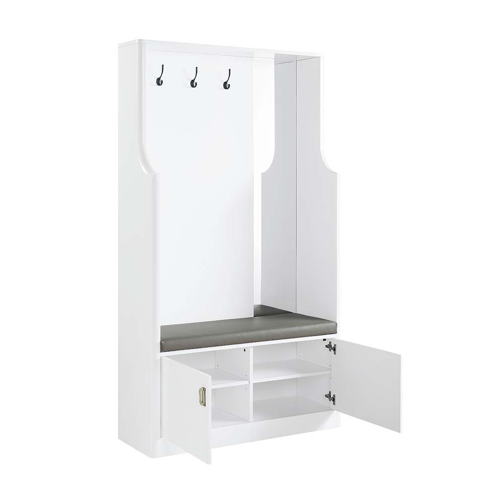 ACME Buck II - Hall Tree - White High Gloss Finish | Meri Furniture
