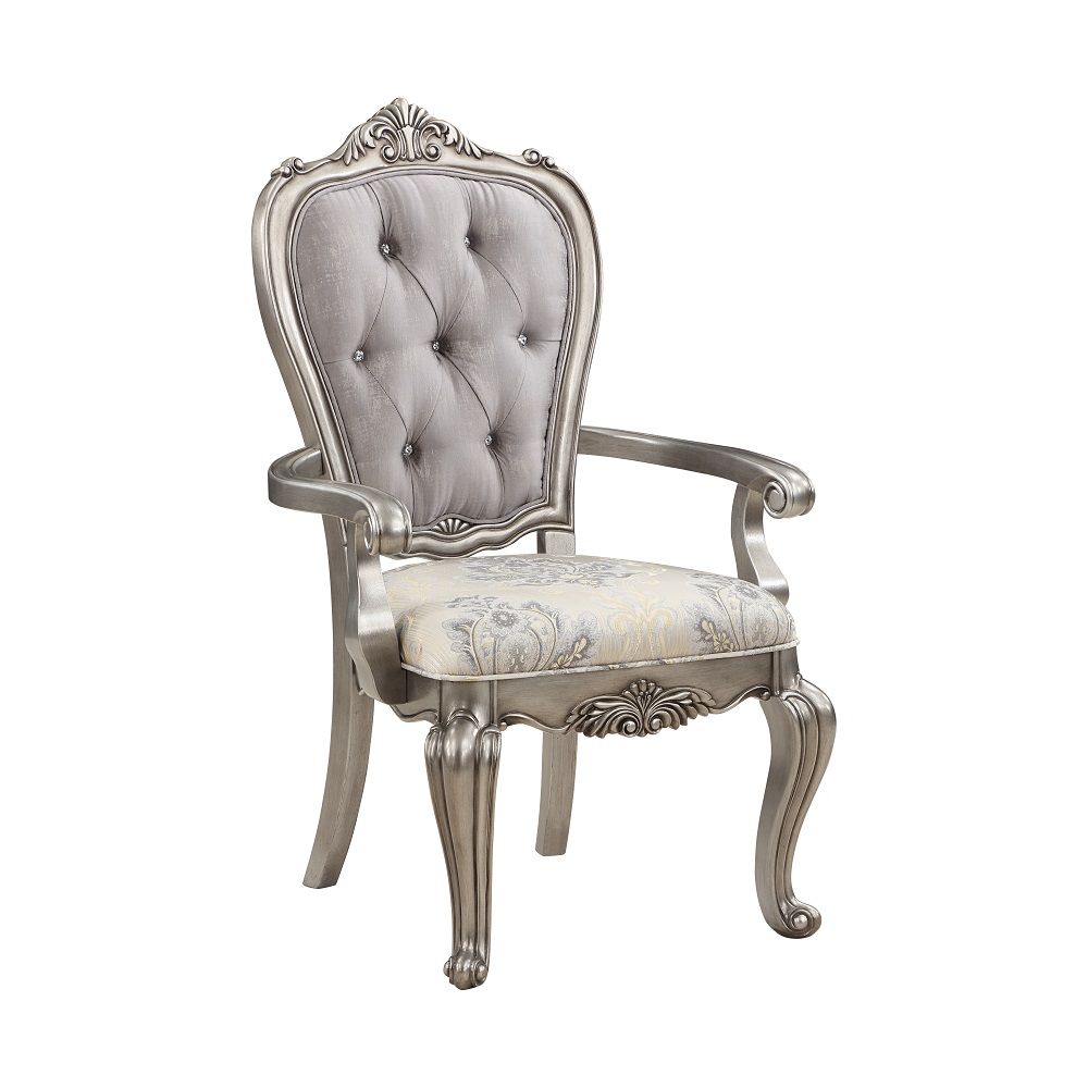ACME Ariadne - Arm Chair (Set of 2) - Velvet & Antique Platinum | Meri Furniture