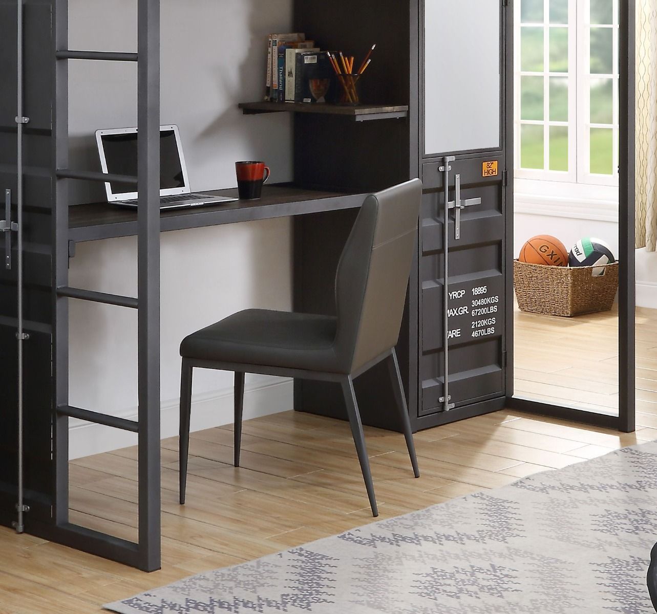 ACME Cargo - Chair - Gray PU & Gunmetal Finish | Meri Furniture