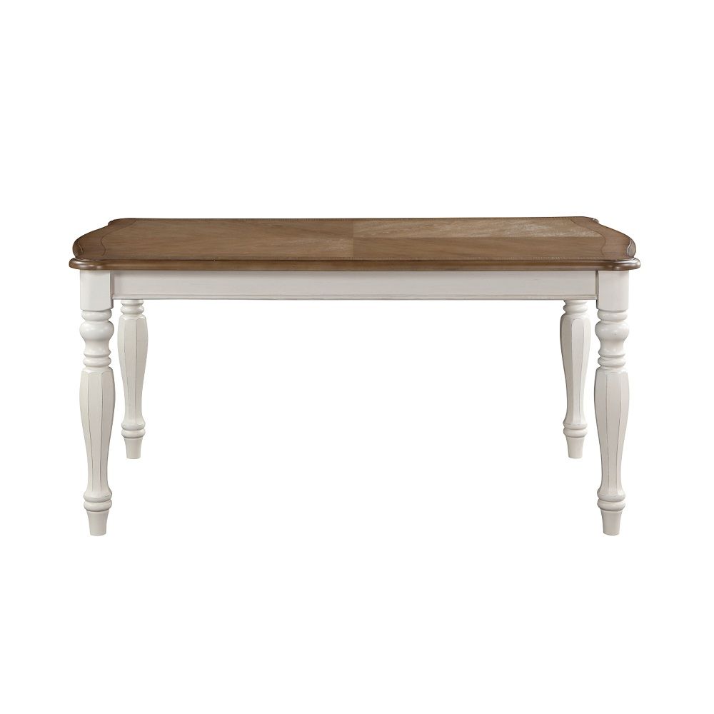 ACME Florian - Dining Table - Oak & Antique White | Meri Furniture