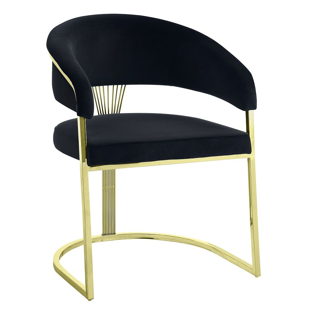 ACME Fallon - Side Chair (Set of 2) - Black Velvet & Mirrored Gold | Meri Furniture