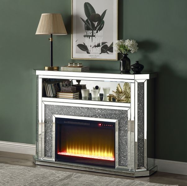 ACME Noralie - Fireplace - Mirrored - 39" | Meri Furniture