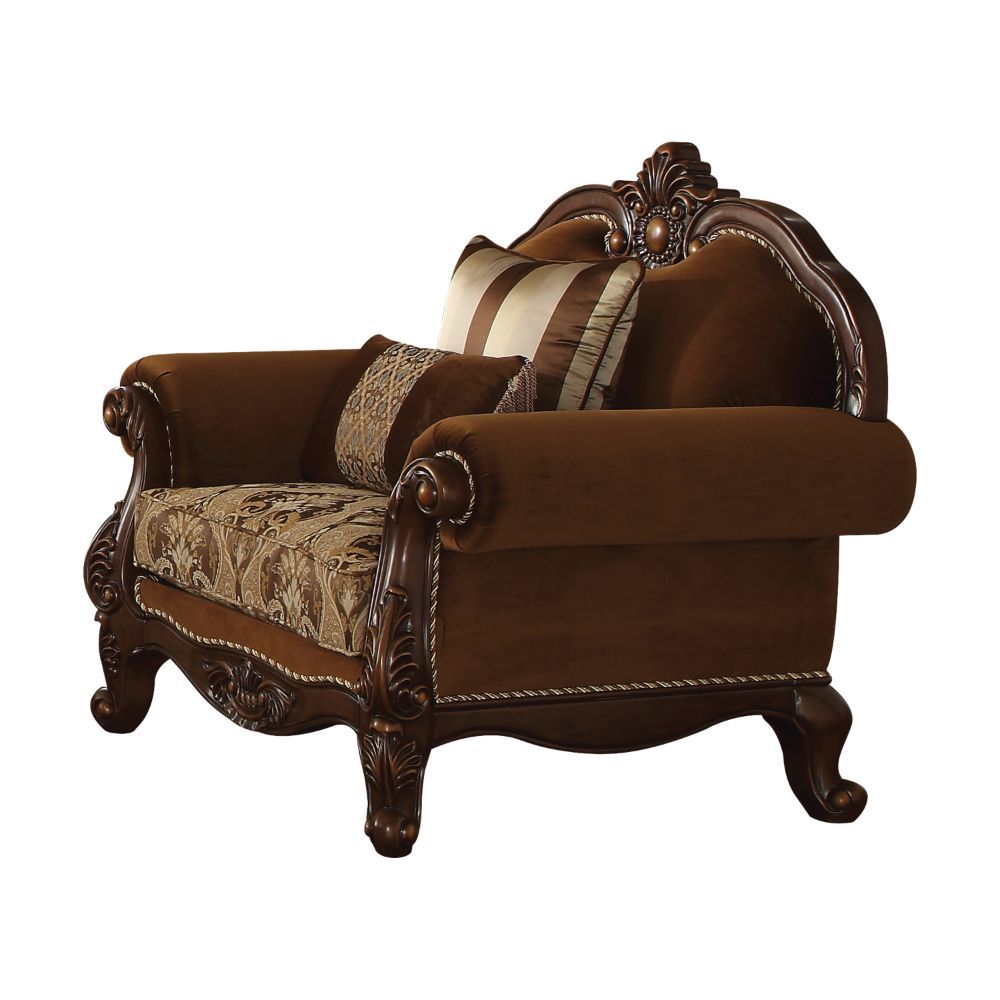 ACME Jardena - Chair - Fabric & Cherry Oak | Meri Furniture