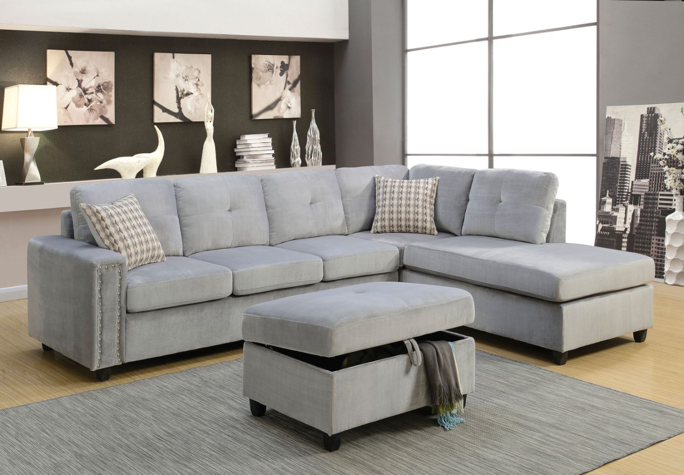 ACME Belville - Sectional Sofa (Reversible w/Pillows) | Meri Furniture
