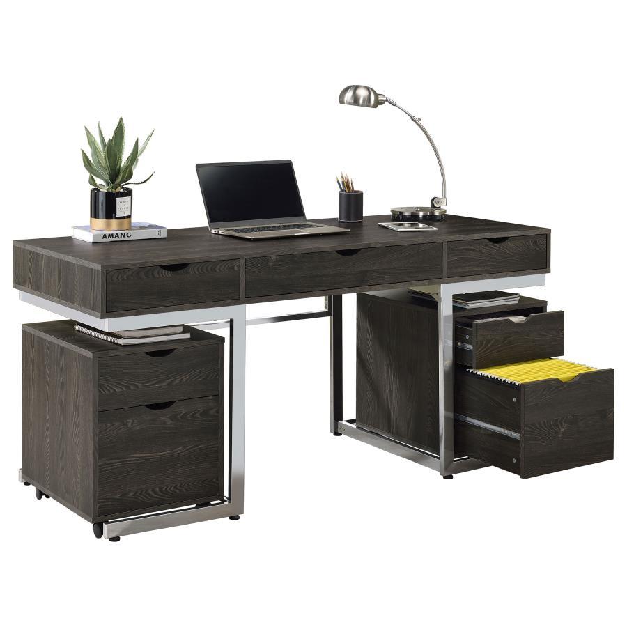 Coaster Fine Furniture Noorvik - 3 Piece Computer Desk And File Cabinet Set - Dark Oak | Meri Furniture