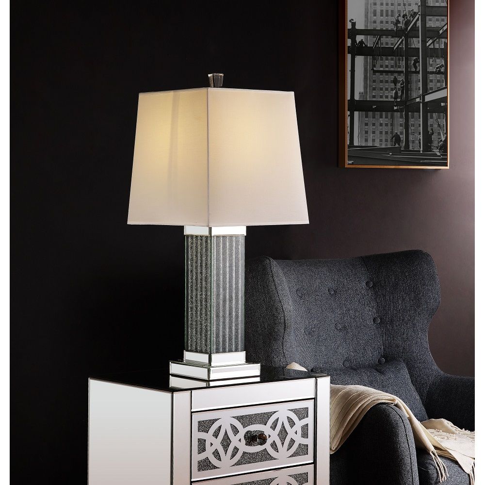 ACME Noralie - Table Lamp - Mirrored & Faux Stones - 30" | Meri Furniture
