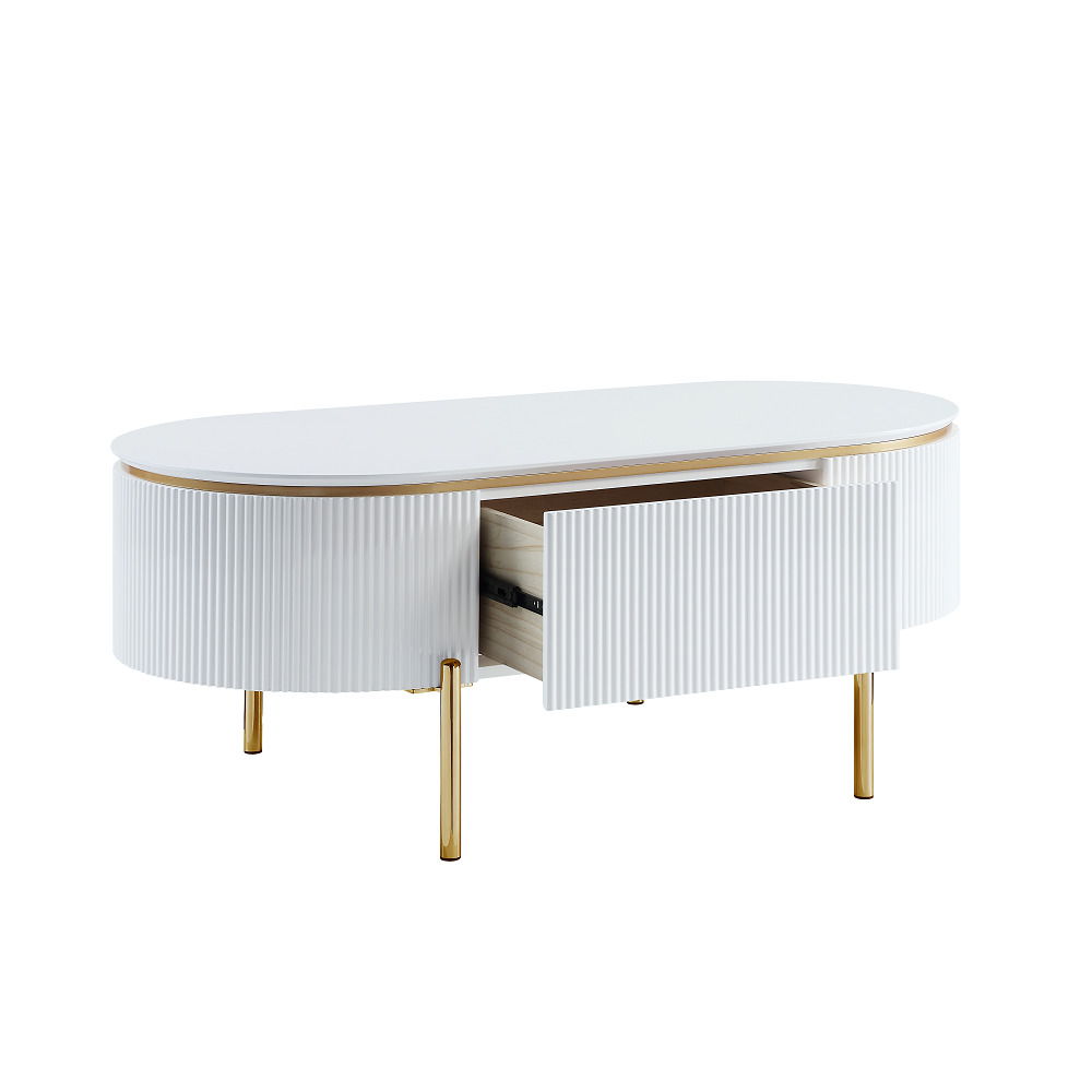 ACME Daveigh - Coffee Table - White High & Gold | Meri Furniture