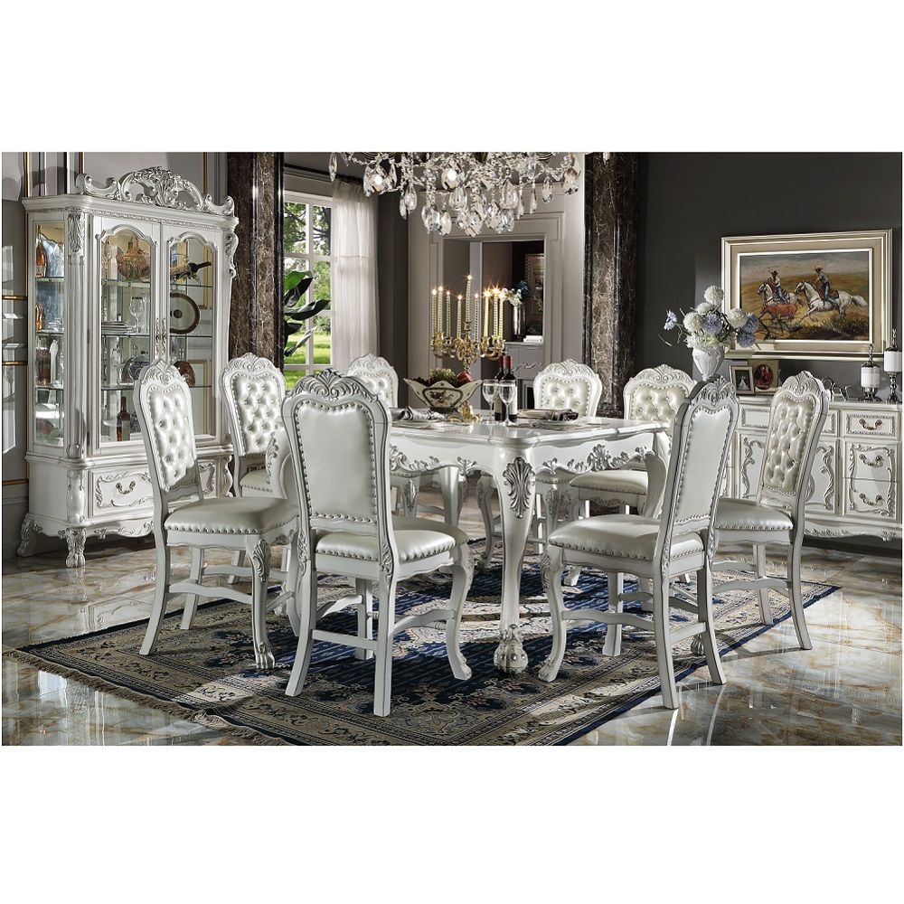 ACME Dresden - Counter Height Table 54"L - Bone White Finish | Meri Furniture