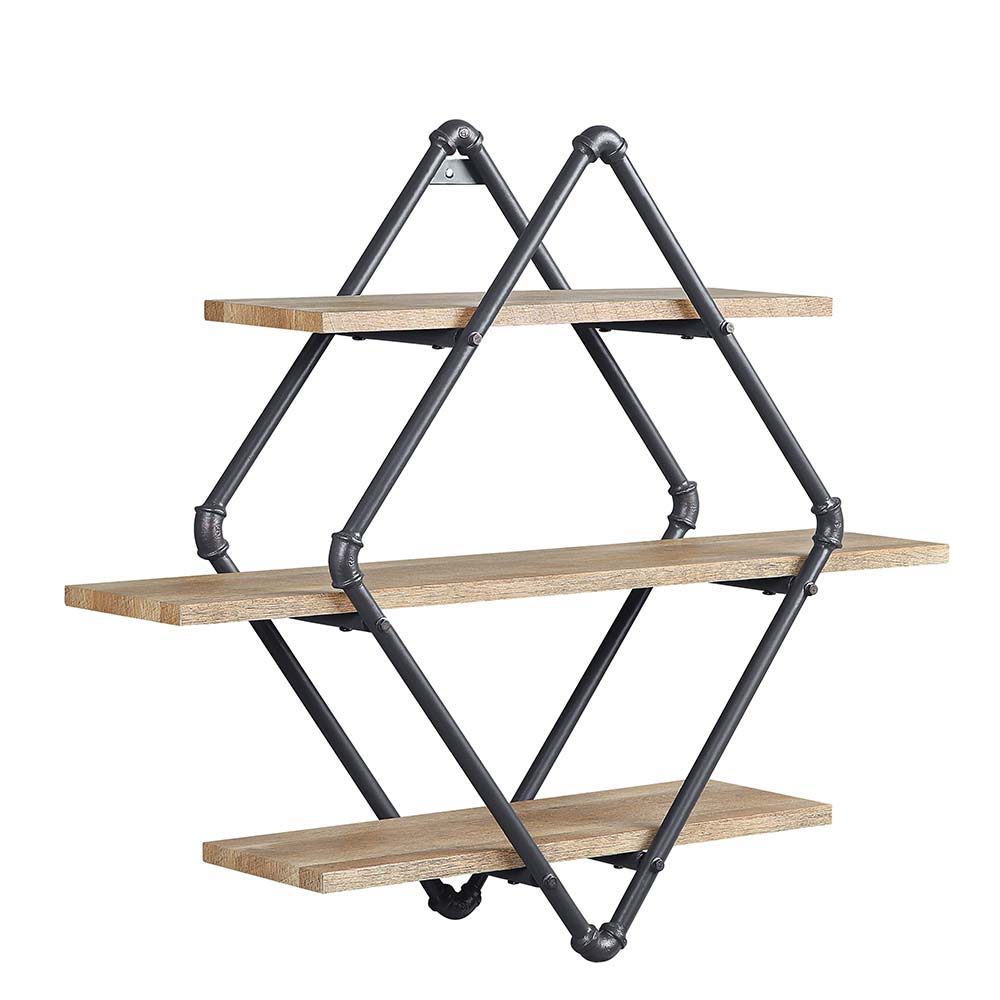 ACME Brantley - Wall Shelf - Oak & Sandy Black Finish - 31" | Meri Furniture