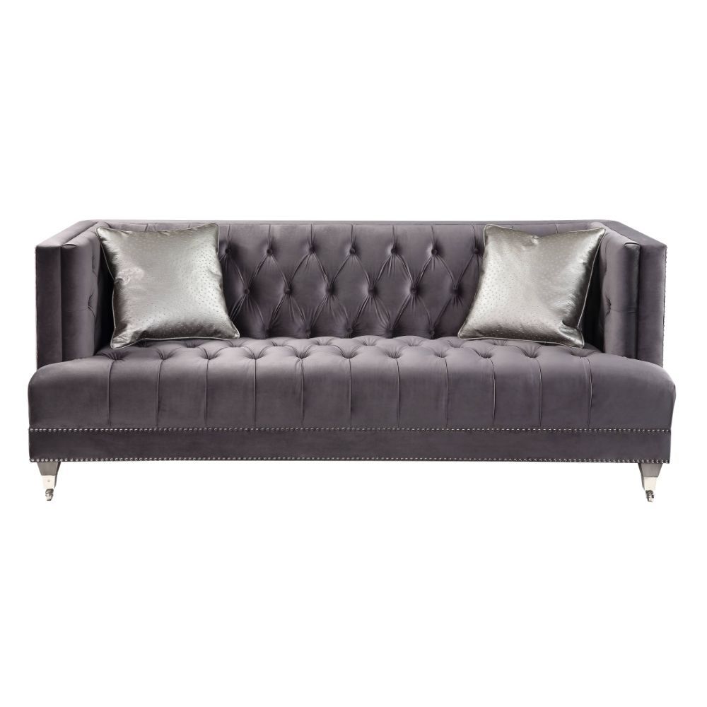 ACME Hegio - Sofa - Gray Velvet | Meri Furniture