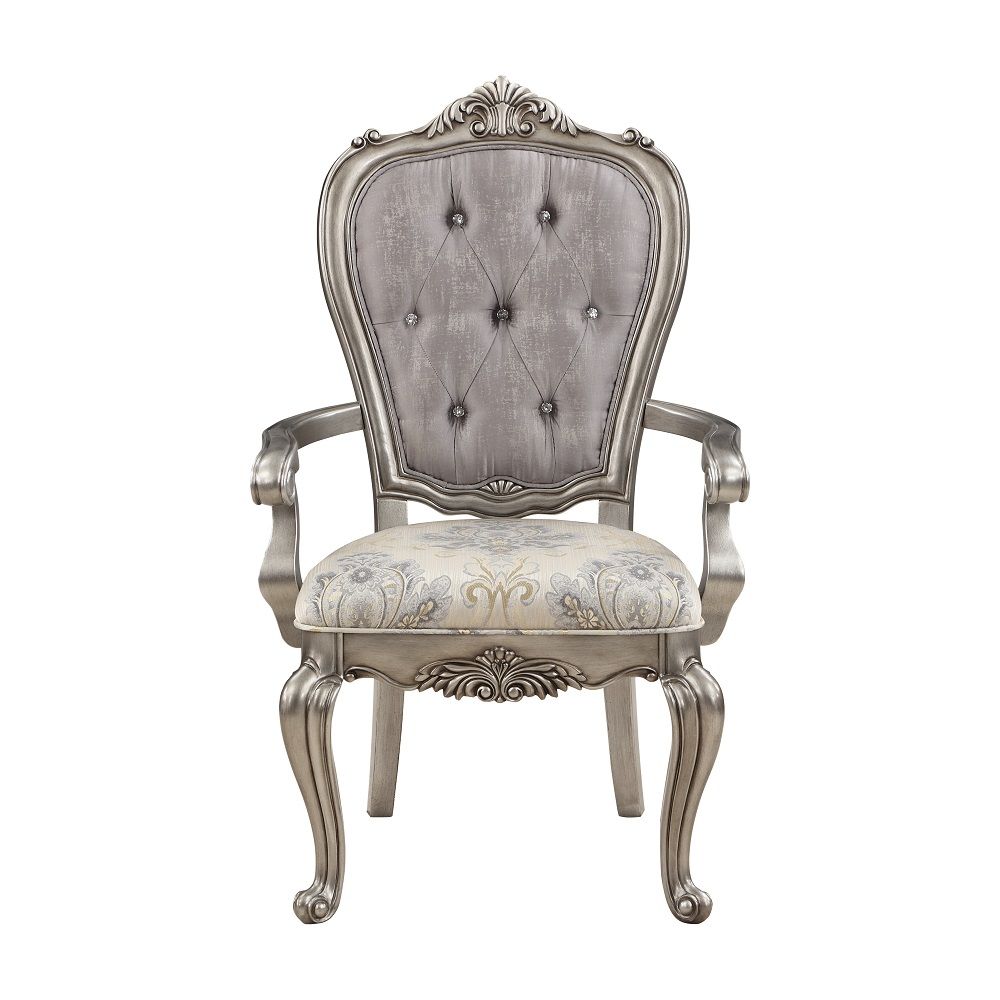 ACME Ariadne - Arm Chair (Set of 2) - Velvet & Antique Platinum | Meri Furniture