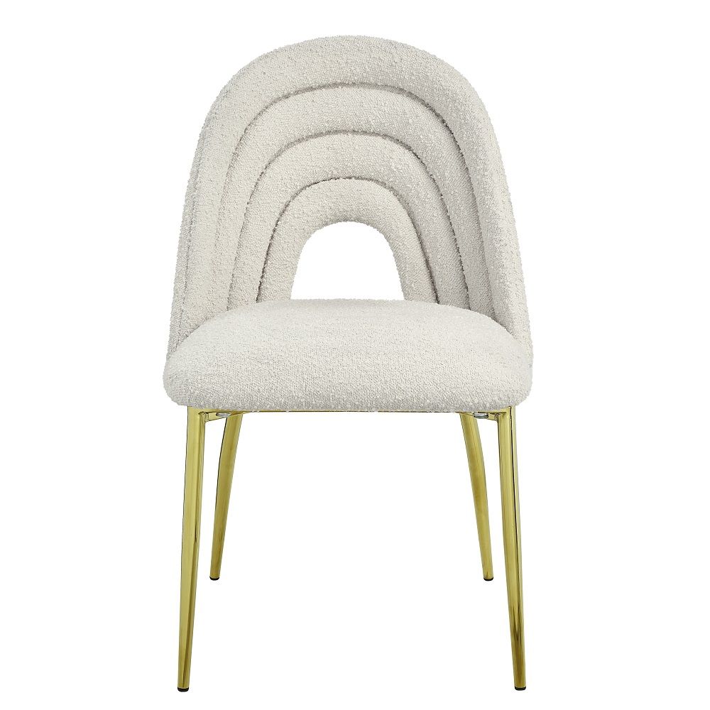 ACME Fadri - Side Chair (Set of 2) - Teddy Sherpa & Mirrored Gold | Meri Furniture