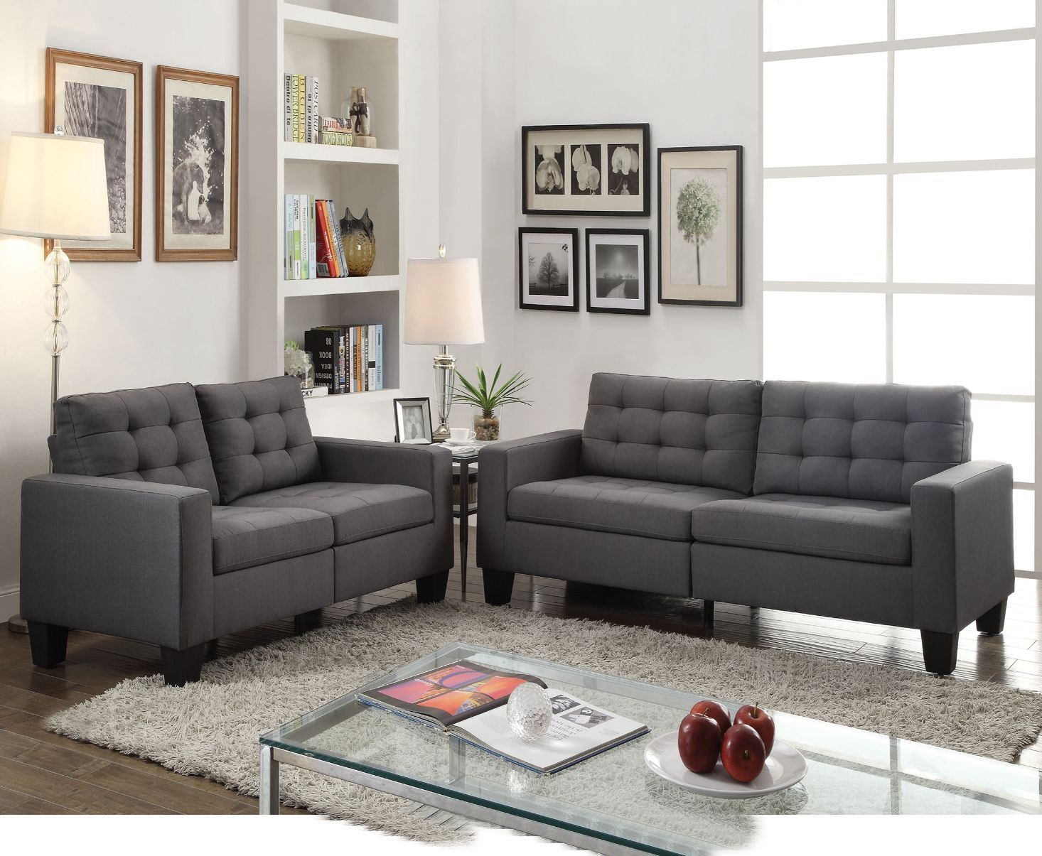 ACME Earsom - Sofa - Gray Linen | Meri Furniture