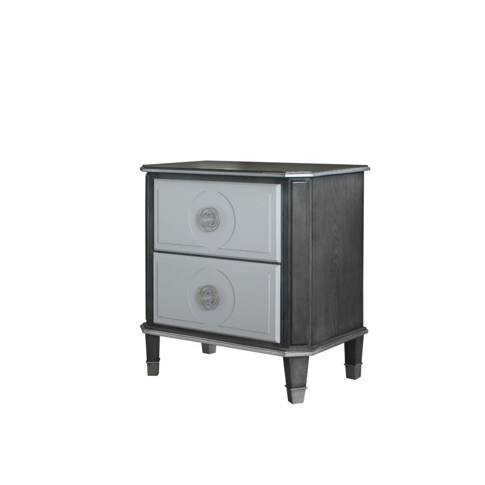 ACME House - Beatrice Nightstand - Charcoal & Light Gray Finish | Meri Furniture