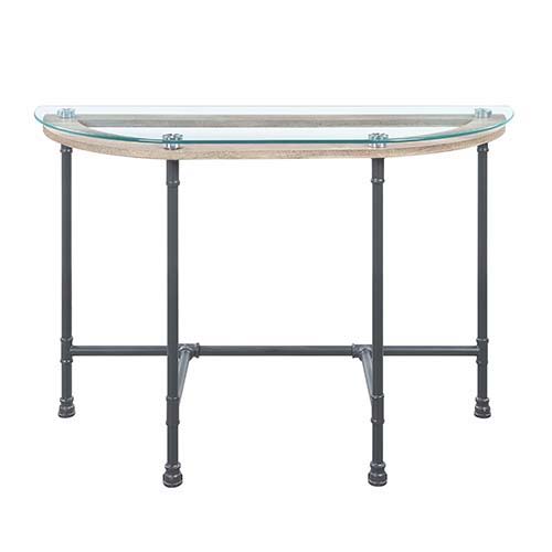 ACME Brantley - Side Table - Clear Glass & Sandy Gray Finish | Meri Furniture