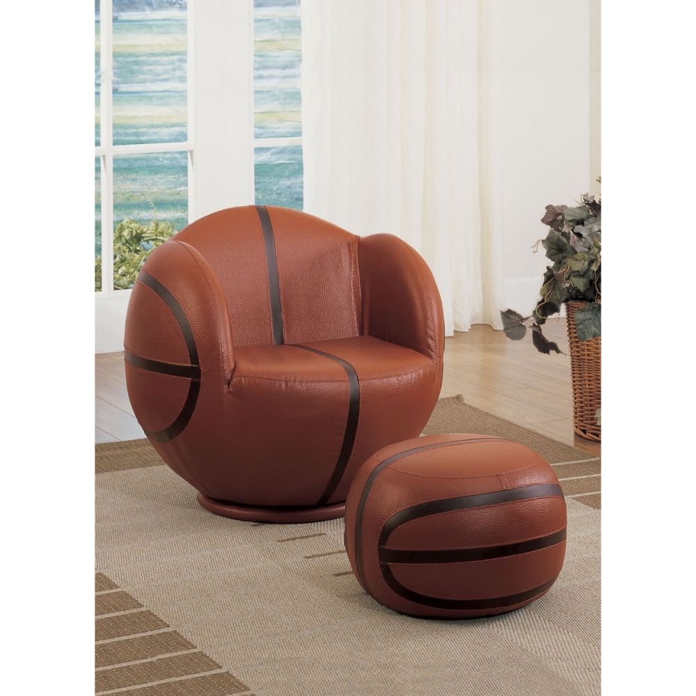 ACME Surprise your little fan with this All Star Swivel Chair and Ottoman. The comfortable and stylish swivel arm chair and matching ottoman are upholstered in durable and easy to clean upholstery. | Meri Furniture