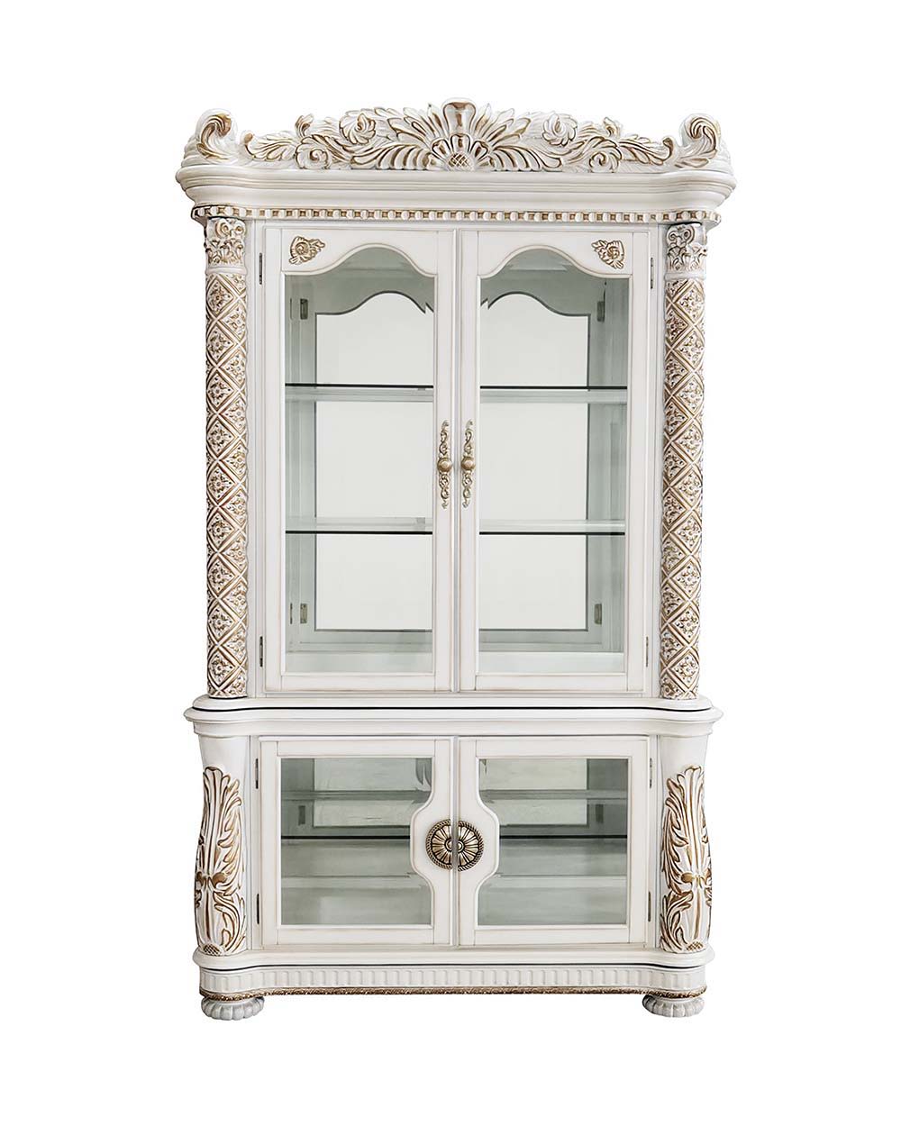 ACME Vendom - Curio - Antique Pearl Finish | Meri Furniture