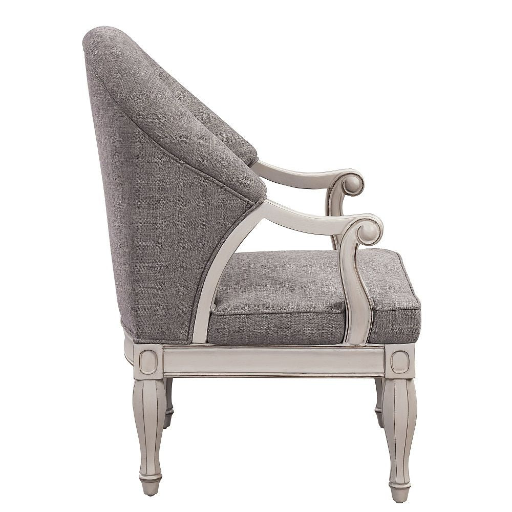 ACME Florian - Chair - Gray & Antique White | Meri Furniture