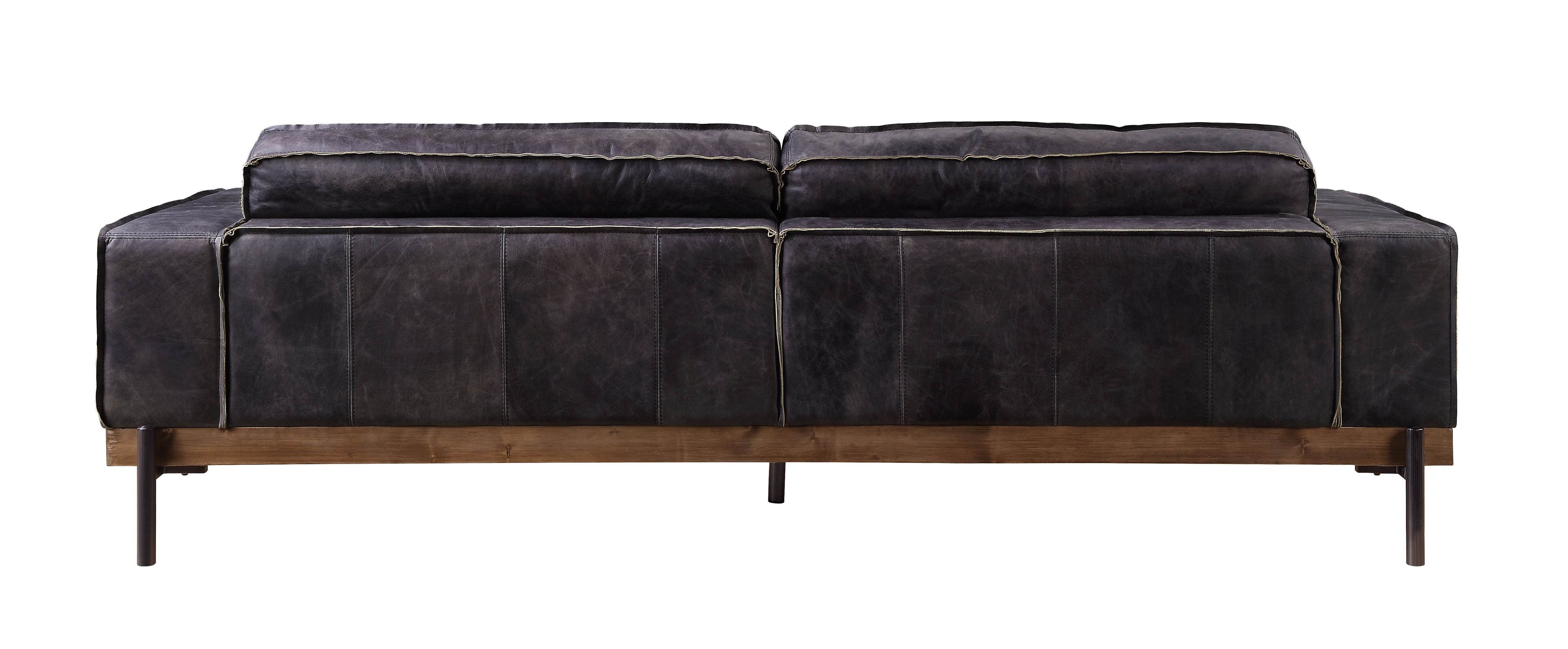 ACME Silchester - Sofa - Antique Ebony Top Grain Leather | Meri Furniture