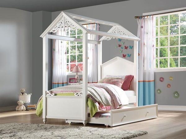 ACME In addition to the fabulous Rapunzel bed, its matching trundle also offers a stylish look. | Meri Furniture