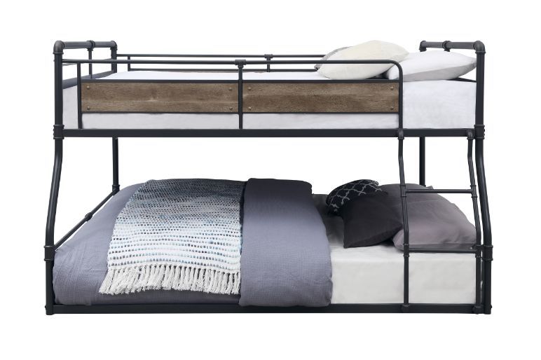 ACME Cordelia - Bunk Bed - Antique Oak, Sandy Black & Dark Bronze Hand-Brushed Finish | Meri Furniture