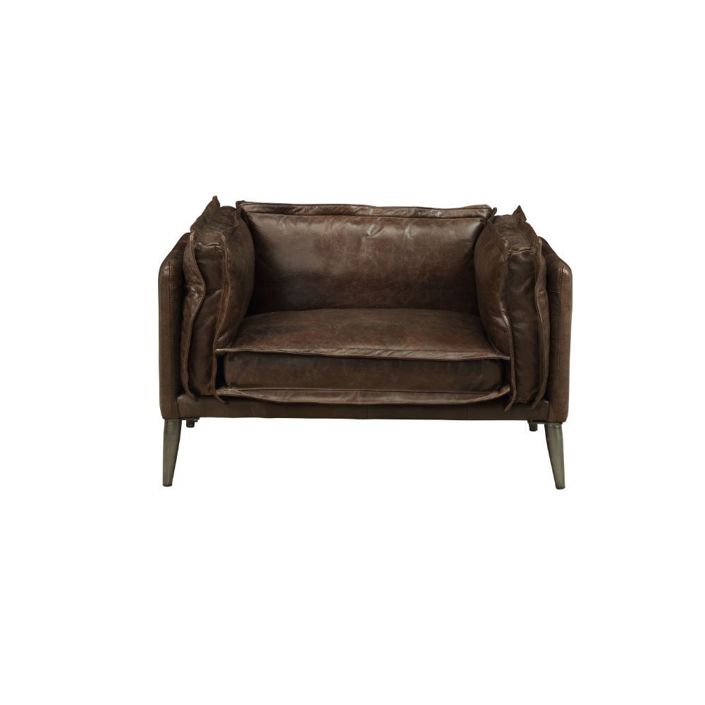 ACME Porchester - Chair - Distress Chocolate Top Grain Leather | Meri Furniture