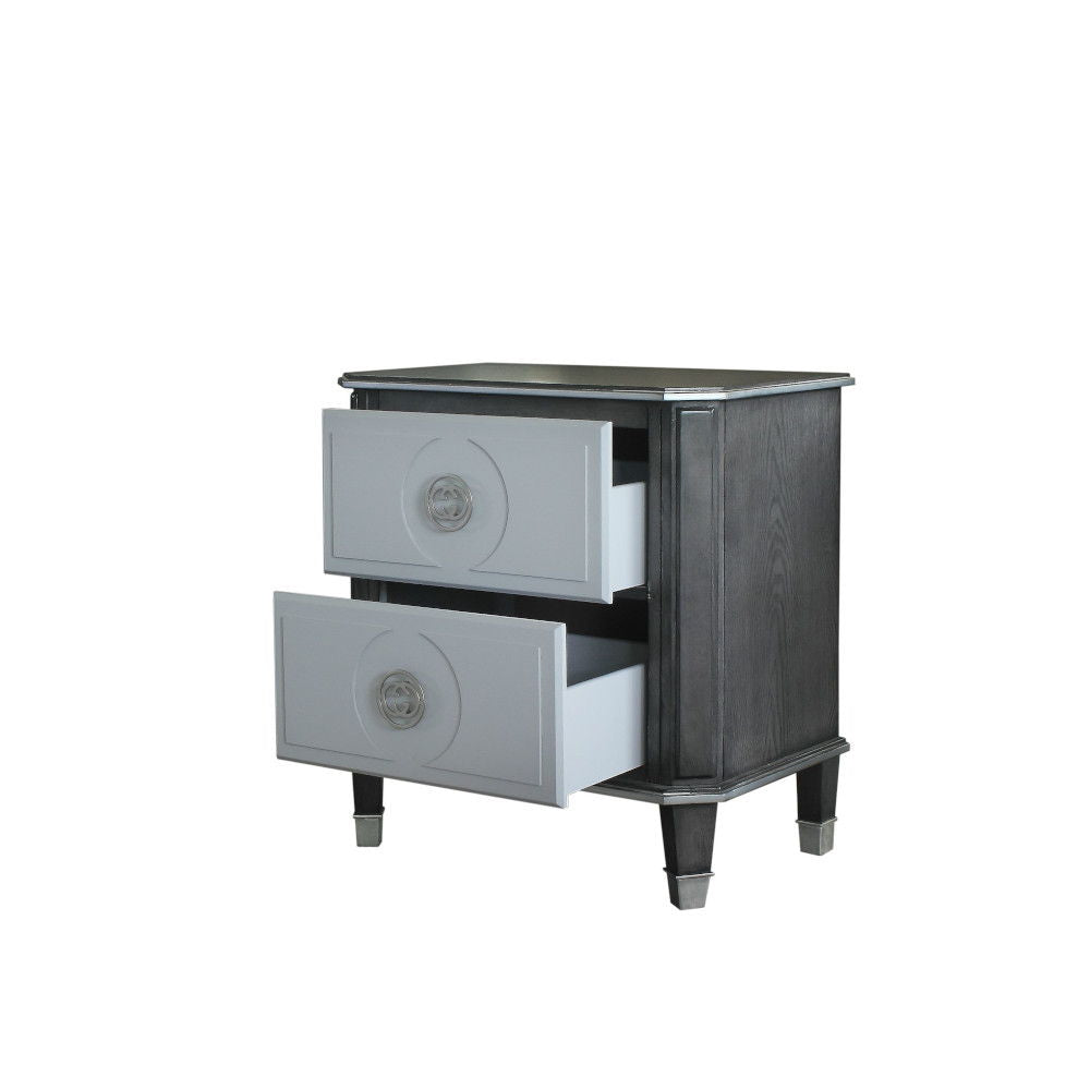 ACME House - Beatrice Nightstand - Charcoal & Light Gray Finish | Meri Furniture