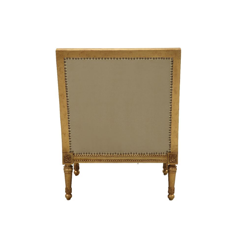 ACME Daesha - Accent Chair - Tan Flannel & Antique Gold | Meri Furniture
