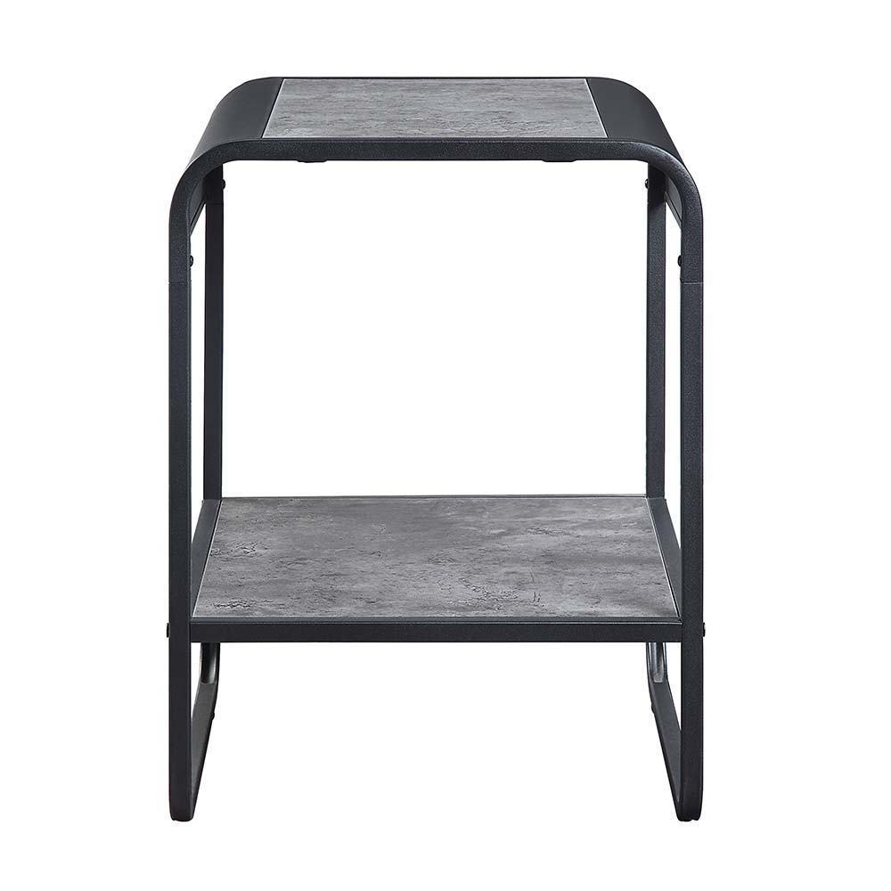 ACME Raziela - End Table - Concrete Gray & Black Finish - 21" | Meri Furniture