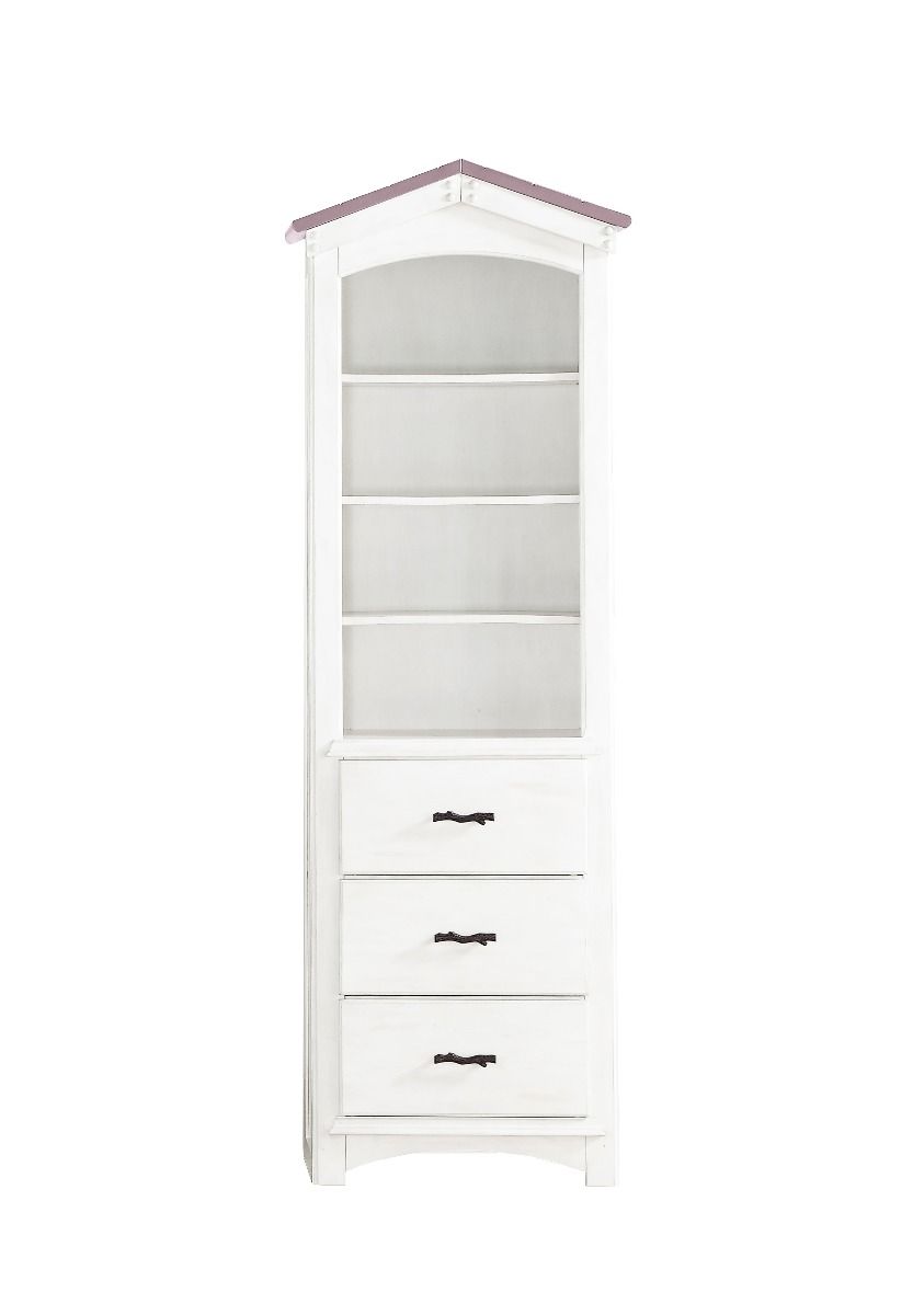ACME Tree House - Bookshelf - Pink & White Finish | Meri Furniture
