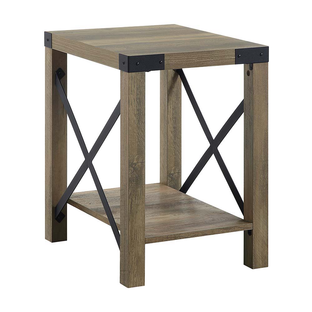 ACME Abiram - End Table - Rustic Oak Finish | Meri Furniture