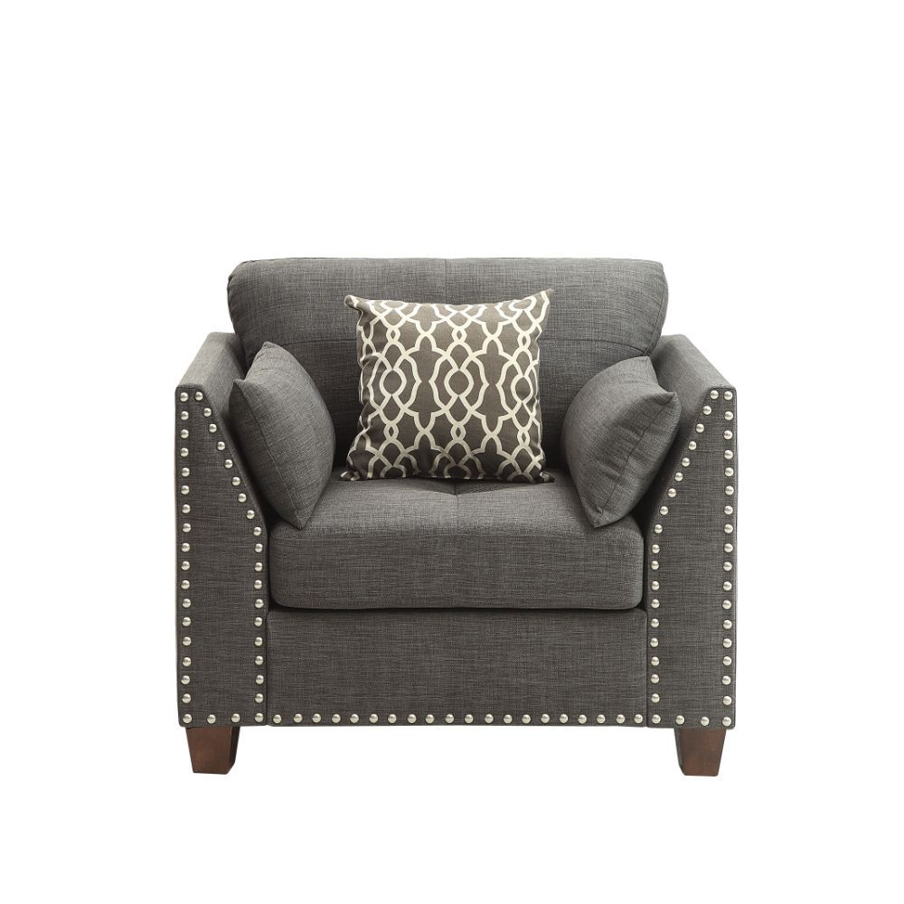 ACME Laurissa - Chair - Light Charcoal Linen | Meri Furniture