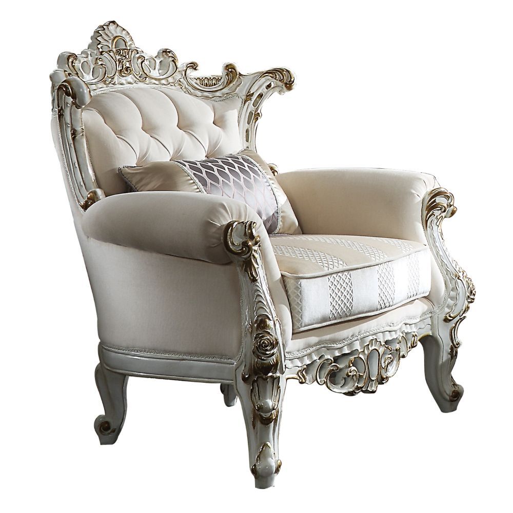 ACME Picardy II - Chair - Fabric & Antique Pearl | Meri Furniture