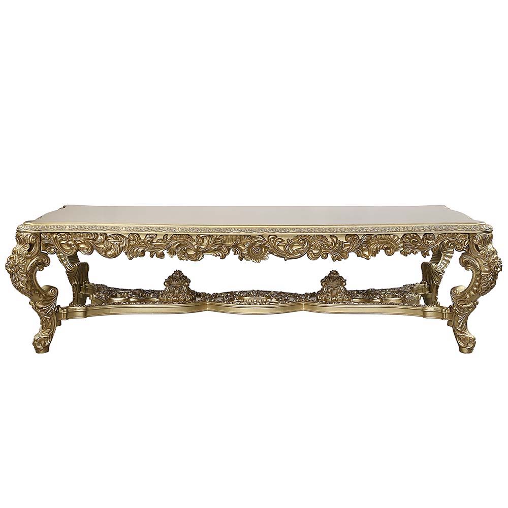 ACME Bernadette - Dining Table - Gold Finish - 31" | Meri Furniture