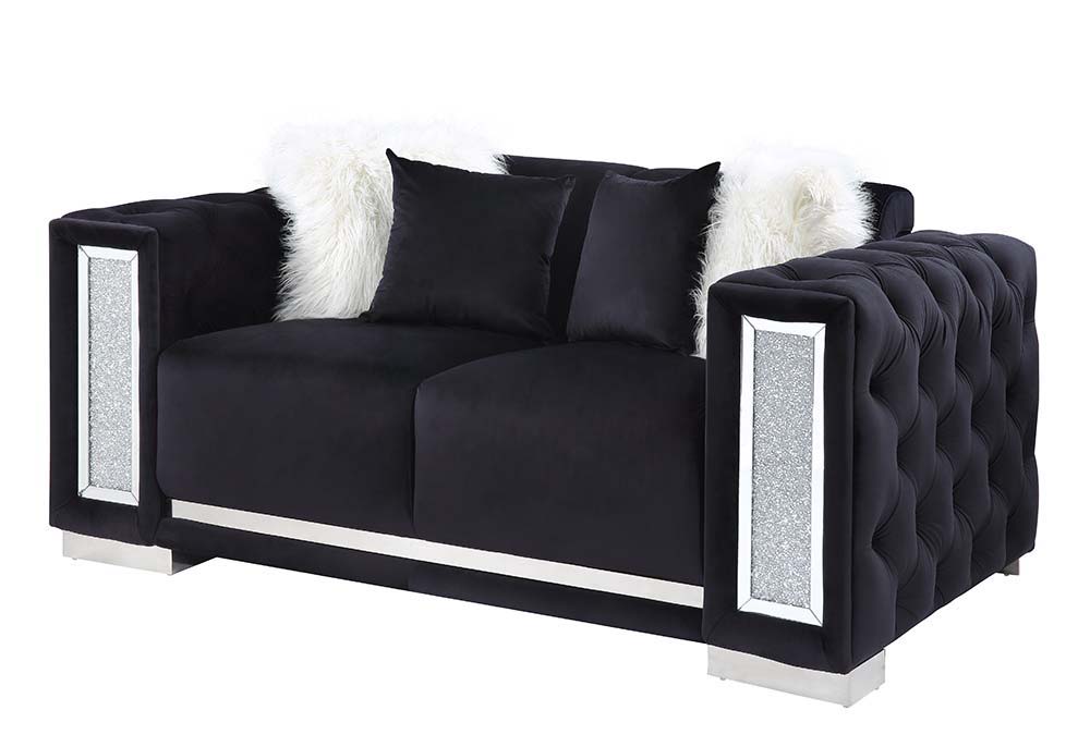 ACME Trislar - Loveseat - Black Velvet | Meri Furniture