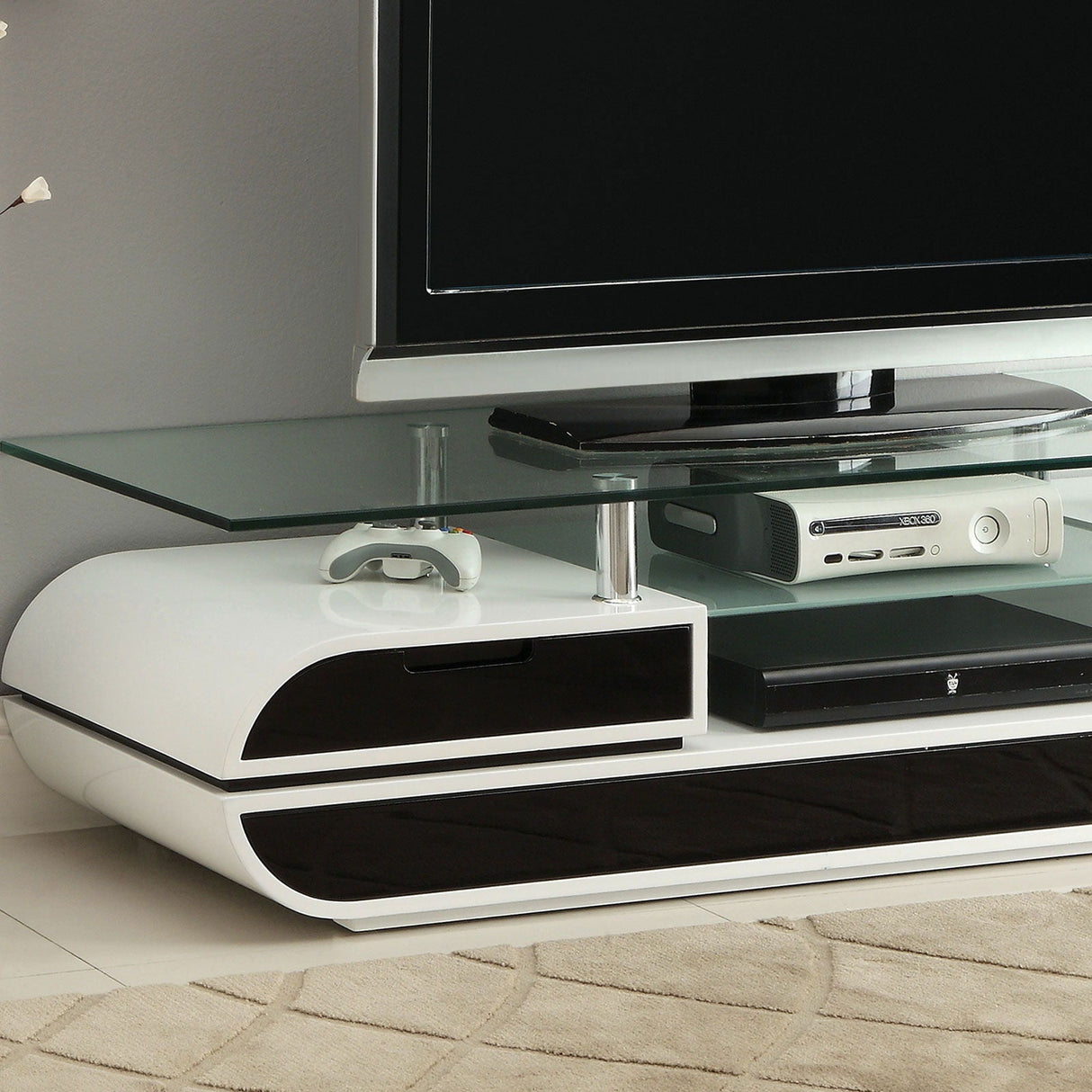 Furniture of America Evos - TV Console - Black / White | Meri Furniture