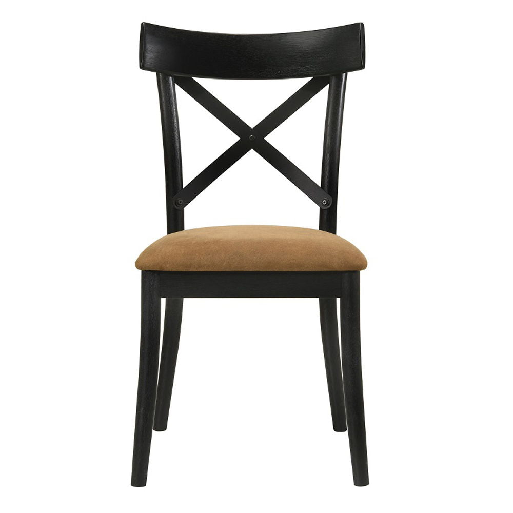 ACME Hillary - Side Chair (Set of 2) - Walnut & Black | Meri Furniture