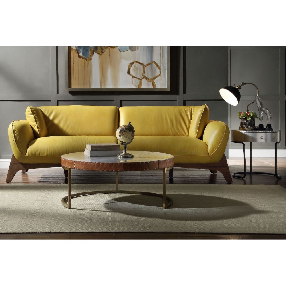 ACME Pesach - Sofa - Mustard Leather | Meri Furniture
