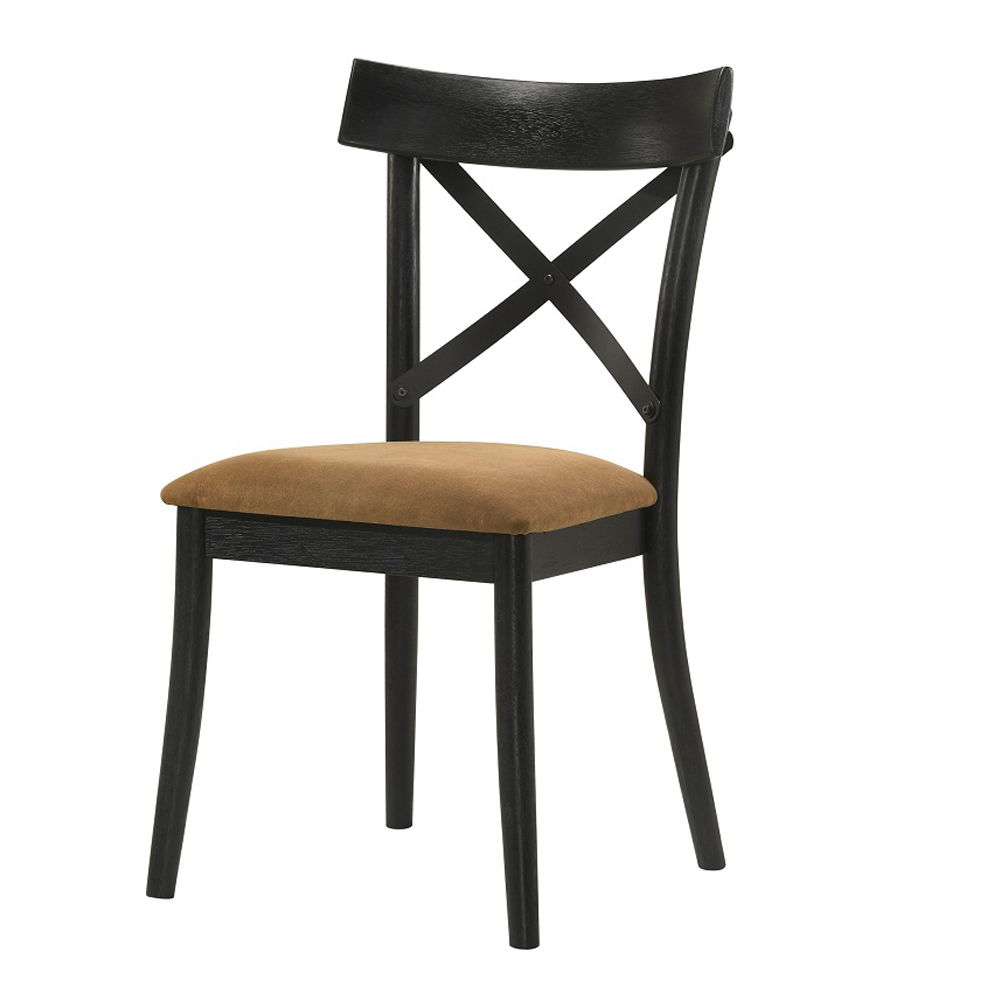 ACME Hillary - Side Chair (Set of 2) - Walnut & Black | Meri Furniture