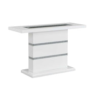 ACME Elizaveta - Console Table - Faux Crystal Diamonds & White High Gloss Finish | Meri Furniture