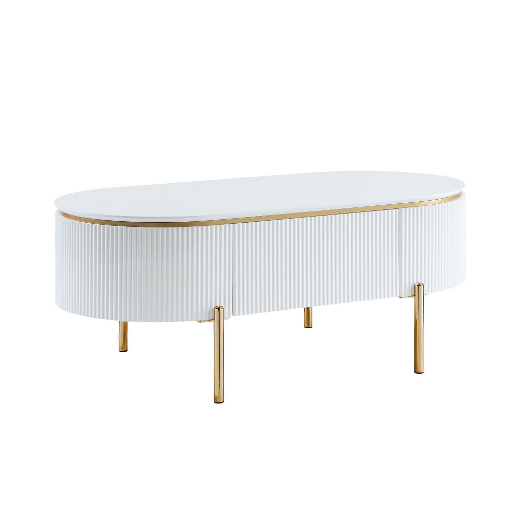 ACME Daveigh - Coffee Table - White High & Gold | Meri Furniture