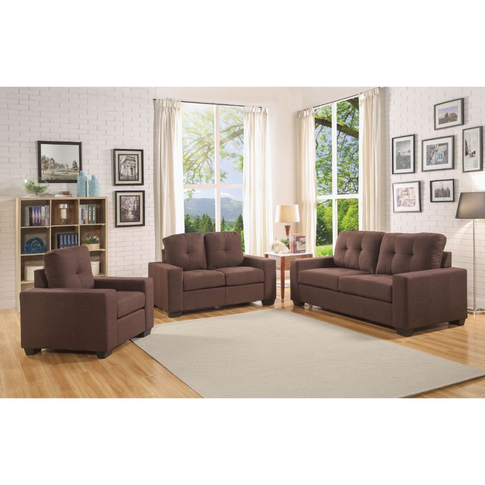 ACME Platinum III - Loveseat - Chocolate Fabric | Meri Furniture