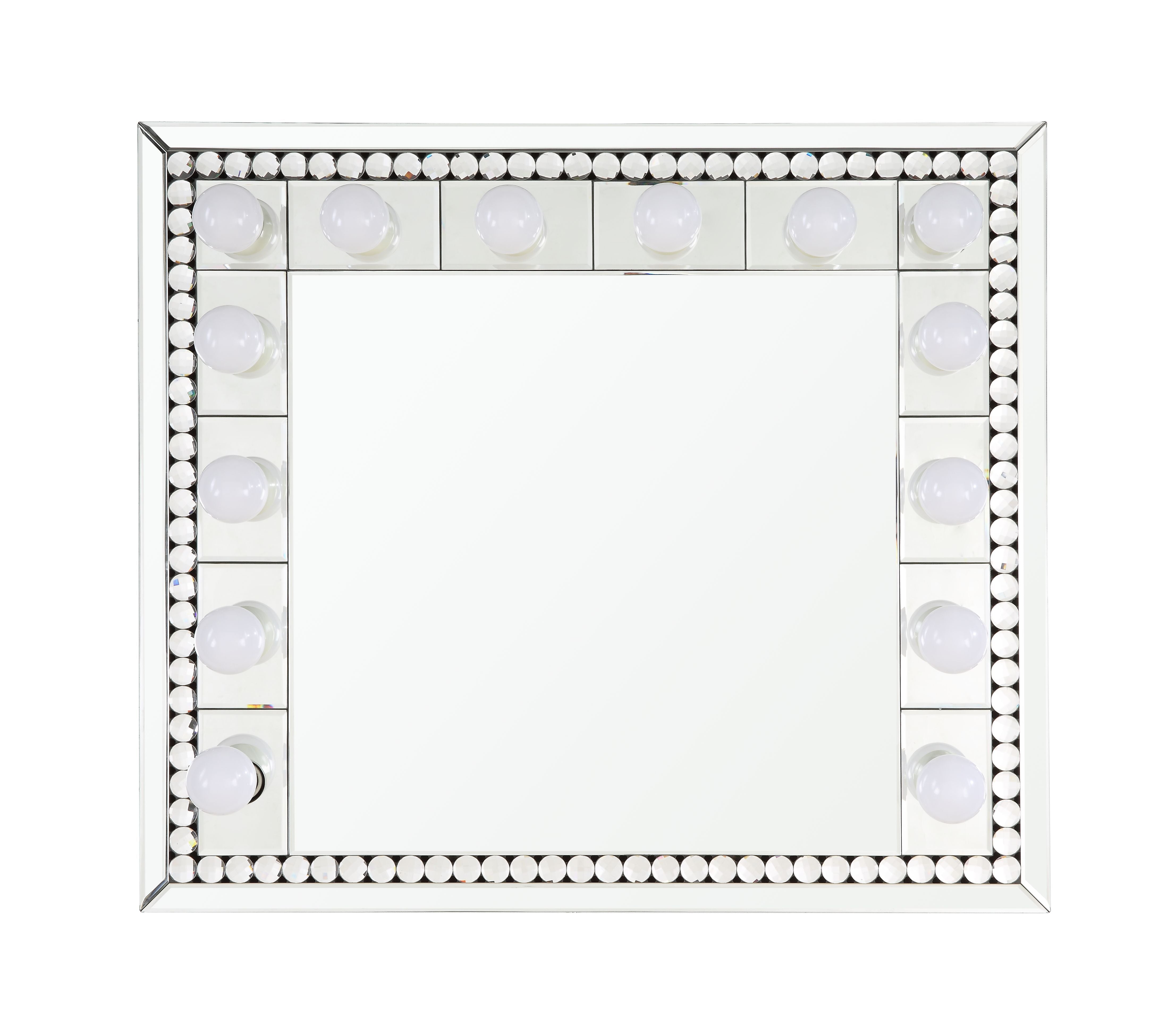 ACME Farai - Wall Decor - Mirrored & Faux Crystal Diamonds - 28" | Meri Furniture