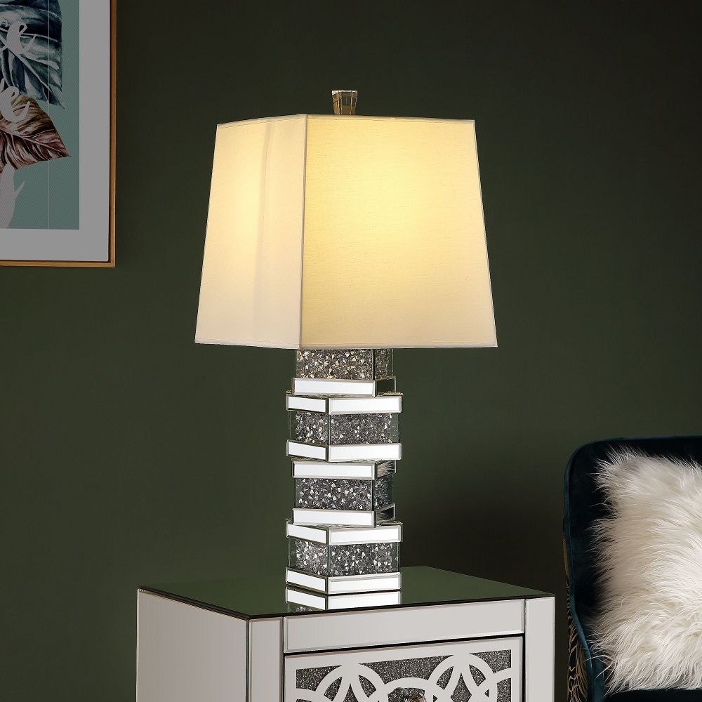 ACME Noralie - Table Lamp - Mirrored - Glass - 30" | Meri Furniture