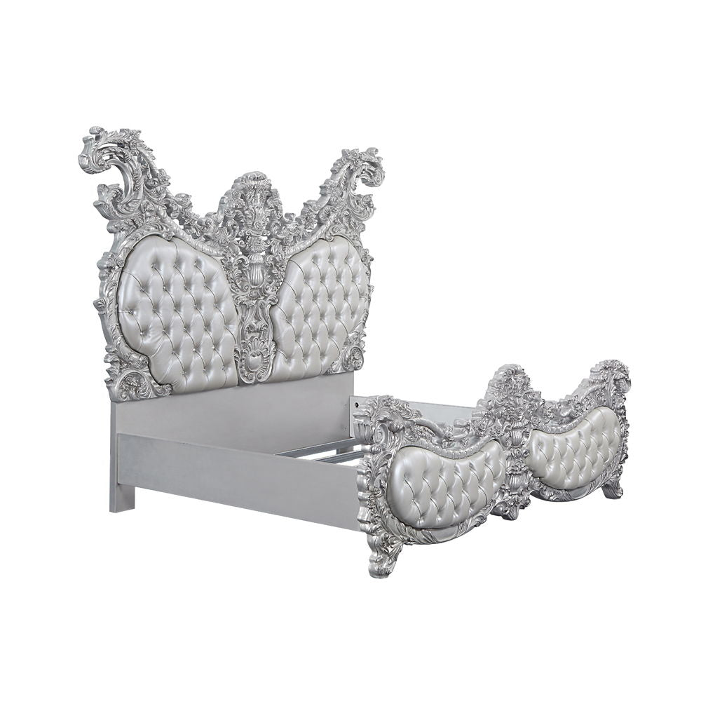 ACME Valkyrie - Eastern King Bed - PU, Light Gold & Gray Finish | Meri Furniture