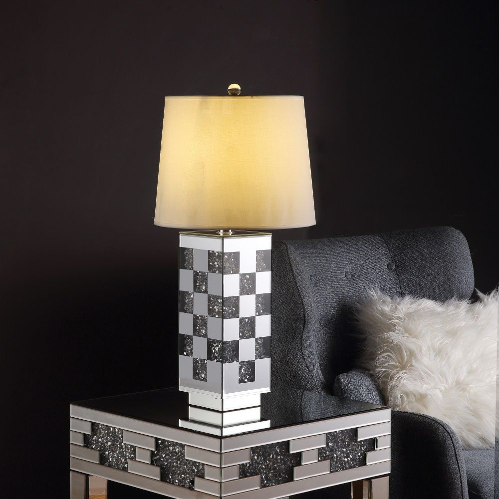 ACME Noralie - Table Lamp - Mirrored & Faux Diamonds - 30" | Meri Furniture